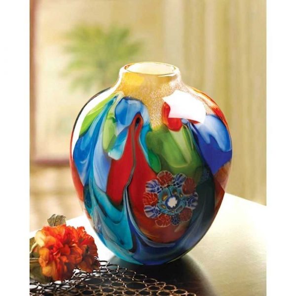 Floral Fantasia Art Glass Vase - Image 3