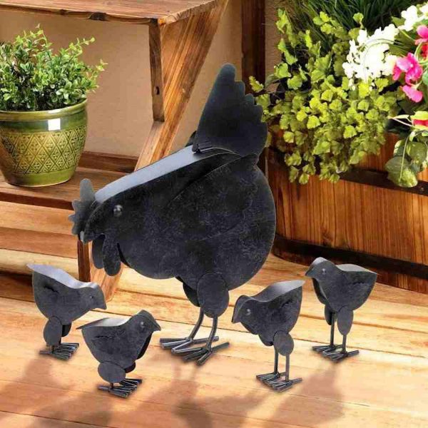 Hen With Chicks Sculpture