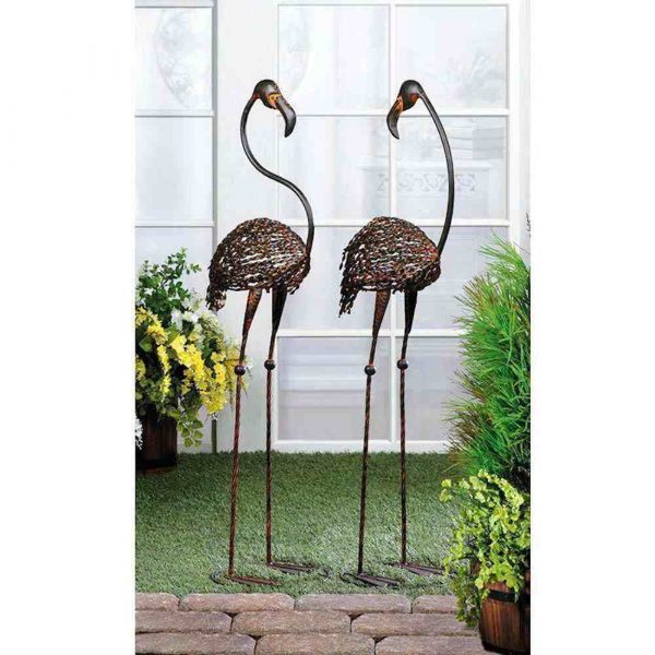 Wild Flamingo Garden Art Duo